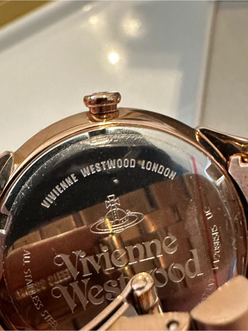 New Vivienne Westwood Wallace Rose Gold Crystal Swiss Watch w Box